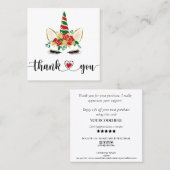 Carte De Visite Carré Script artisanal de Noël merci pour votre commande (Devant / Derrière)