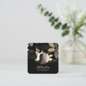 Carte De Visite Carré script botanique en or de luxe photo (Debout devant)