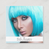 Carte De Visite Carré Script Business Logo Photographe Photo QR Code (Devant)