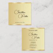 Carte De Visite Carré Script Calligraphié Faux Gold Modèle Moderne (Devant / Derrière)
