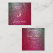 Carte De Visite Carré Script Calligraphié Parties scintillant moderne gl (Devant / Derrière)