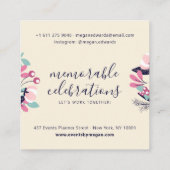 Carte De Visite Carré Script crème rose pastel boho illustration florale (Dos)