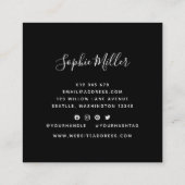 Carte De Visite Carré Script de calligraphie à la frontière noire Médias (Dos)