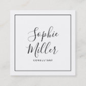 Carte De Visite Carré Script de calligraphie à la frontière noire Médias (Devant)