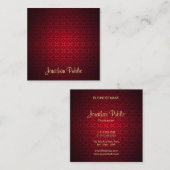 Carte De Visite Carré Script de calligraphie créative élégante rouge Dam (Devant / Derrière)