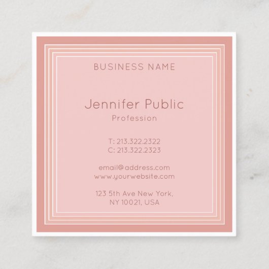 Carte De Visite Carré Script de calligraphie professionnelle moderne ros (Dos)