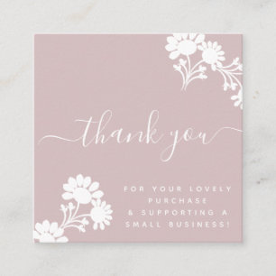 Carte De Visite Carré Script de logo de remerciement de Pink Boutique Be