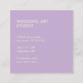 Carte De Visite Carré Script de Motif Feuille violet moderne minimal (Dos)