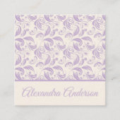 Carte De Visite Carré Script de Motif Feuille violet moderne minimal (Devant)
