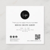 Carte De Visite Carré Script de remerciement rustique (Dos)