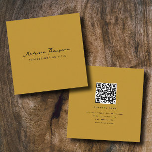 Carte De Visite Carré Script de signature minimaliste rétro QR Code Must