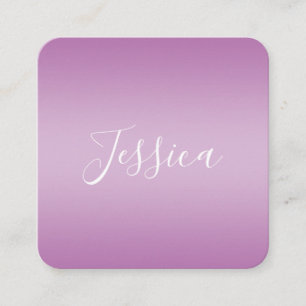 Carte De Visite Carré Script de texte ombré mauve doux éditable et blanc