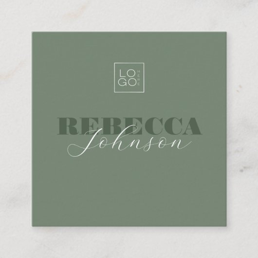 Carte De Visite Carré Script de typographie en gras Logo personnalisé mi (Devant)