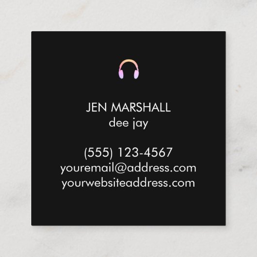 Carte De Visite Carré Script DJ sur effet holographique (Dos)