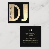 Carte De Visite Carré Script DJ sur feuille d'or (Devant / Derrière)