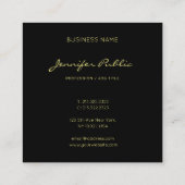 Carte De Visite Carré Script élégant Black Gold tendance Glamor Luxe (Dos)