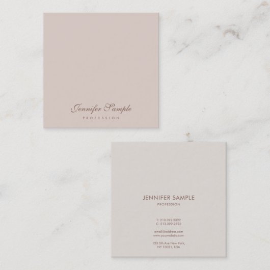 Carte De Visite Carré Script élégant Moderne Professionnel Simple Modèle (Devant / Derrière)