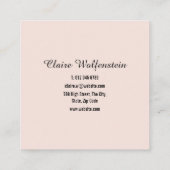 Carte De Visite Carré Script Élégant Simple Rose Pâle Professionnel (Dos)