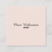 Carte De Visite Carré Script Élégant Simple Rose Pâle Professionnel (Devant)