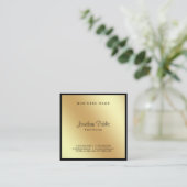 Carte De Visite Carré Script Glam Noir Or à la mode professionnel (Debout devant)