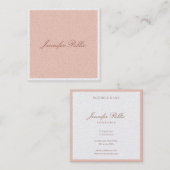 Carte De Visite Carré Script main moderne élégant Modèle Pearl Finition (Devant / Derrière)