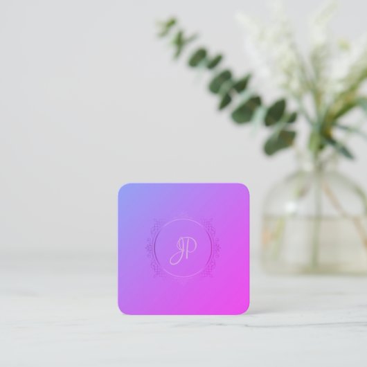 Carte De Visite Carré Script manuscrit Conception moderne Modèle Elite (Debout devant)