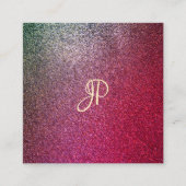 Carte De Visite Carré Script manuscrit Modern Elite Parties scintillant  (Devant)