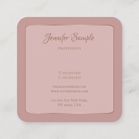 Carte De Visite Carré Script manuscrit moderne élégant Luxe arrondi (Dos)