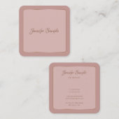 Carte De Visite Carré Script manuscrit moderne élégant Luxe arrondi (Devant / Derrière)