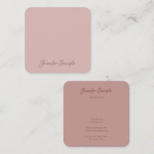 Carte De Visite Carré Script manuscrit moderne Elite Luxueux Rond (Devant / Derrière)