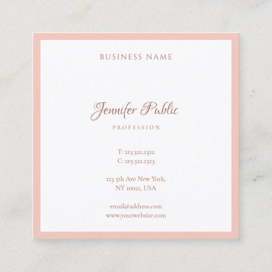 Carte De Visite Carré Script manuscrit Moderne Modèle simple Élégant (Dos)