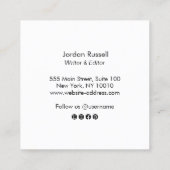 Carte De Visite Carré Script manuscrit noir et blanc Carré Carré (Dos)