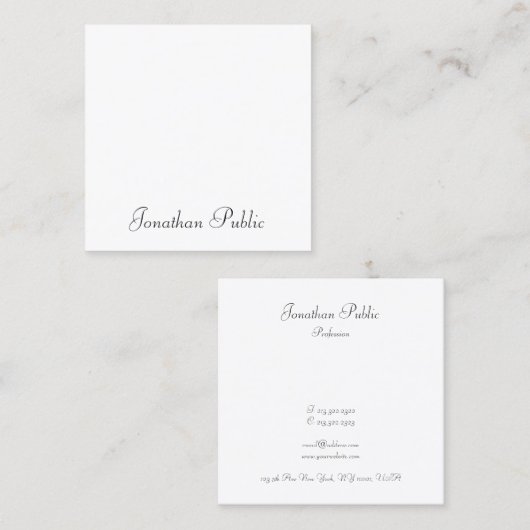 Carte De Visite Carré Script manuscrit personnalisé Élégant Modèle simpl (Devant / Derrière)