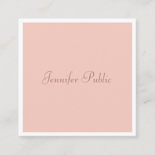 Carte De Visite Carré Script manuscrit personnalisé Moderne Élégant Simp (Devant)
