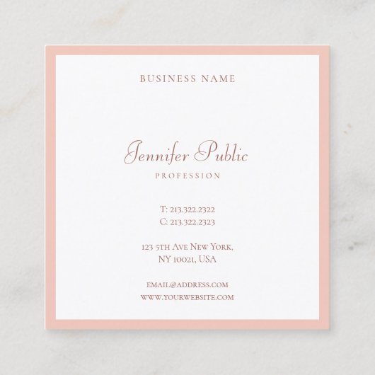 Carte De Visite Carré Script manuscrit personnalisé Moderne Élégant Simp (Dos)