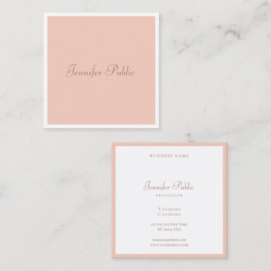 Carte De Visite Carré Script manuscrit personnalisé Moderne Élégant Simp (Devant / Derrière)