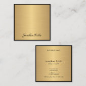 Carte De Visite Carré Script manuscrit Texte moderne Gold Chic Modèle (Devant / Derrière)