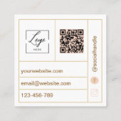 Carte De Visite Carré Script Modern arch pink photo qr code logo (Dos)