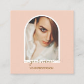 Carte De Visite Carré Script Modern arch pink photo qr code logo (Devant)