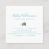 Carte De Visite Carré Script moderne aquarelle argent turquoise scintill (Dos)