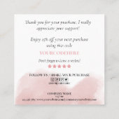 Carte De Visite Carré script moderne blush rose coeur merci pour l'ordre (Dos)