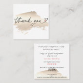 Carte De Visite Carré script moderne blush rose coeur merci pour l'ordre (Devant / Derrière)