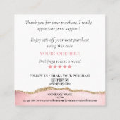 Carte De Visite Carré script moderne blush rose coeur merci pour l'ordre (Dos)