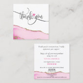 Carte De Visite Carré script moderne coeur rose merci pour votre command (Devant / Derrière)