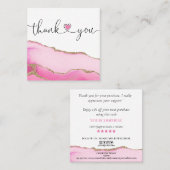 Carte De Visite Carré script moderne coeur rose merci pour votre command (Devant / Derrière)