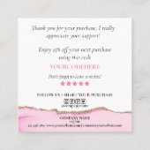 Carte De Visite Carré script moderne coeur rose merci pour votre command (Dos)