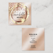 Carte De Visite Carré script moderne girly parties scintillant tendance  (Devant / Derrière)