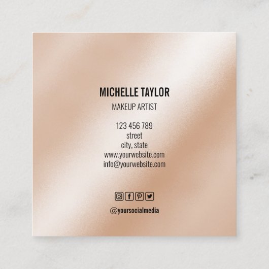 Carte De Visite Carré script moderne girly parties scintillant tendance  (Dos)