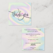 Carte De Visite Carré script moderne holographie merci pour votre comman (Devant / Derrière)