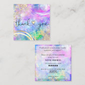 Carte De Visite Carré script moderne holographie merci pour votre comman (Devant / Derrière)